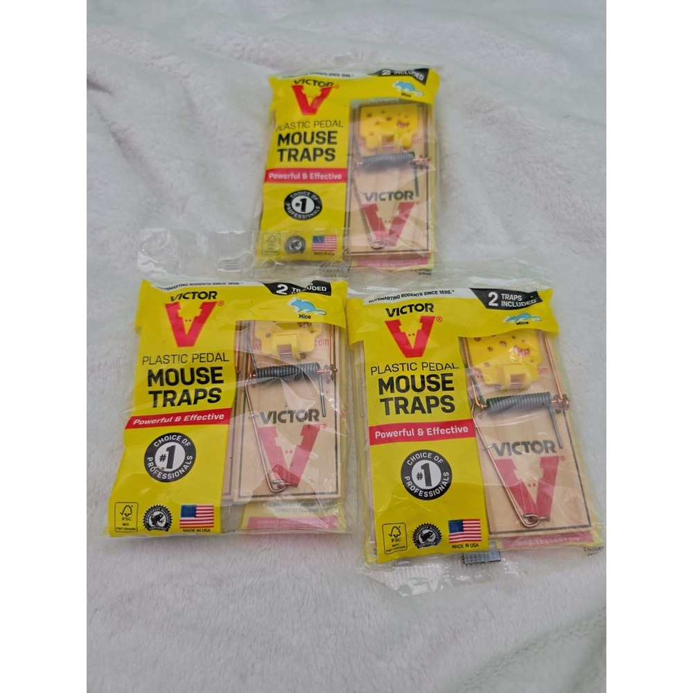 Victor Wide Pedal Mouse‎ Traps Wooden Reusable 6 TRAPS
